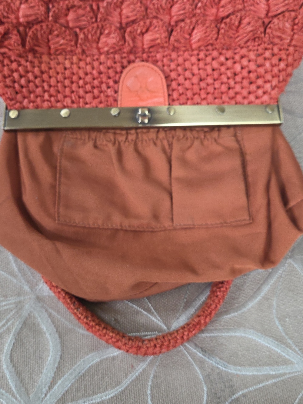Patricia Nash Ferrara Woven Raffia Frame Bag, Koi Orange Satchel! - Picture 14 of 16